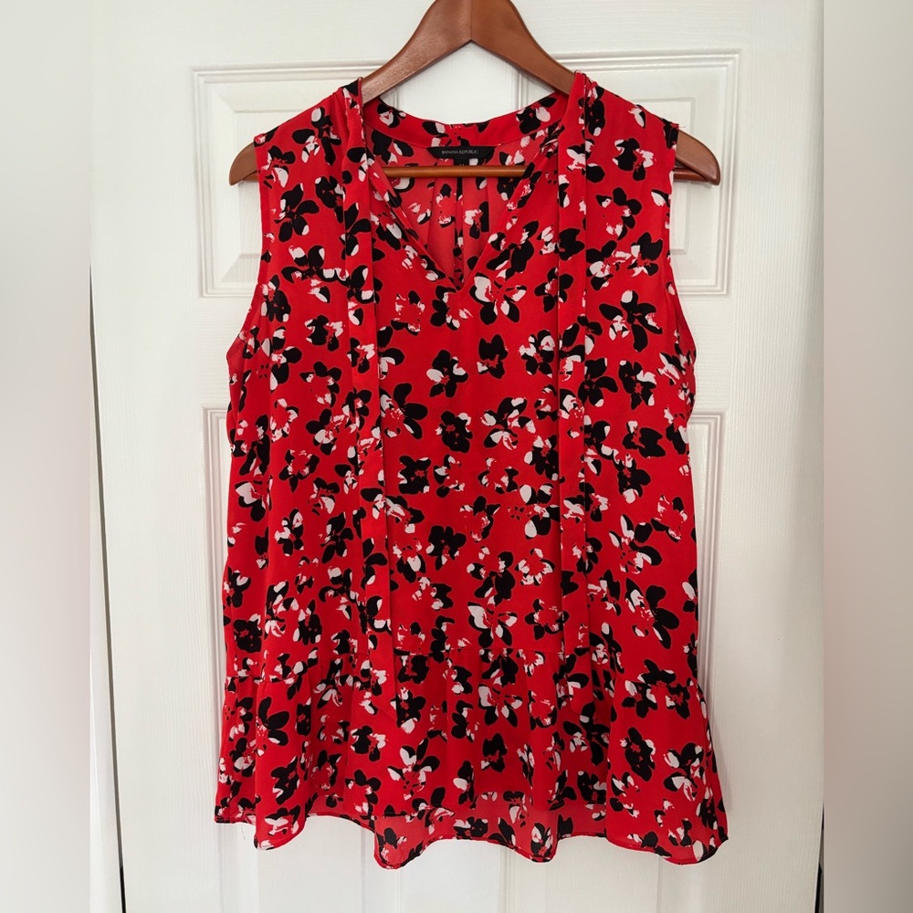 Banana Republic Red Floral Blouse